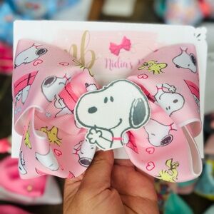 Pink Snoopy Hair Bow
